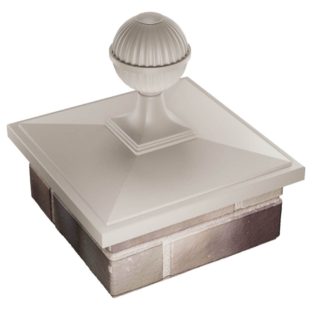 Колпак Zking БонаМоно Бежевый с шаром на столб 1.5х1.5 кирпича (385х385, 400х400мм) в сборе в Аксае фото