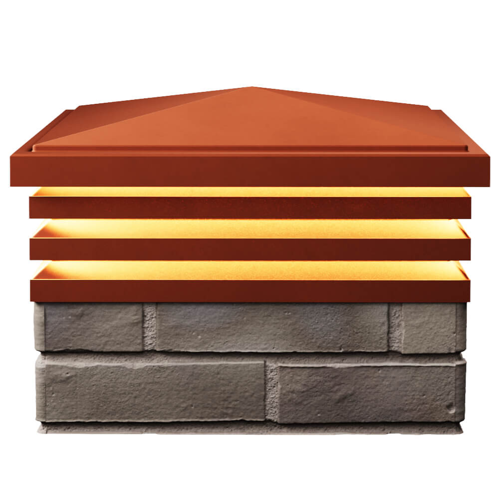 Колпак Zking Бона ХайТек Красный на столб 1.5х1.5 кирпича (385х385мм) с подсветкой в Аксае фото