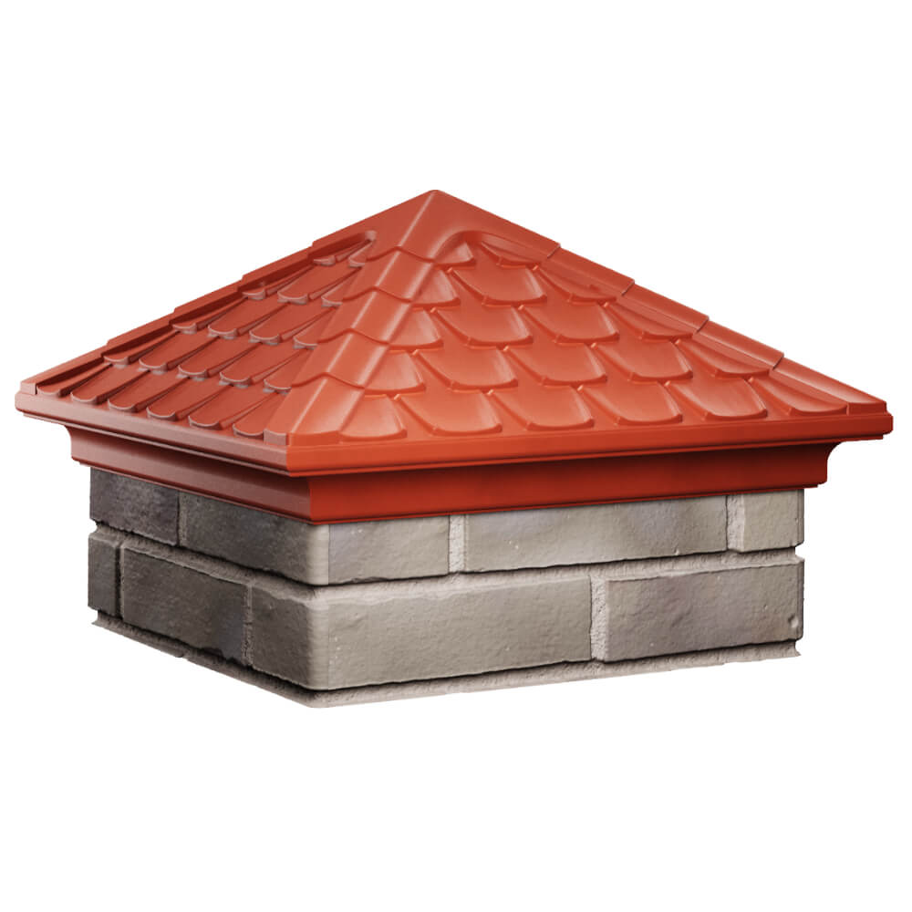 Колпак Zking Эльбрус Красный на столб 1.5х1.5 кирпича (385х385мм) в Аксае фото