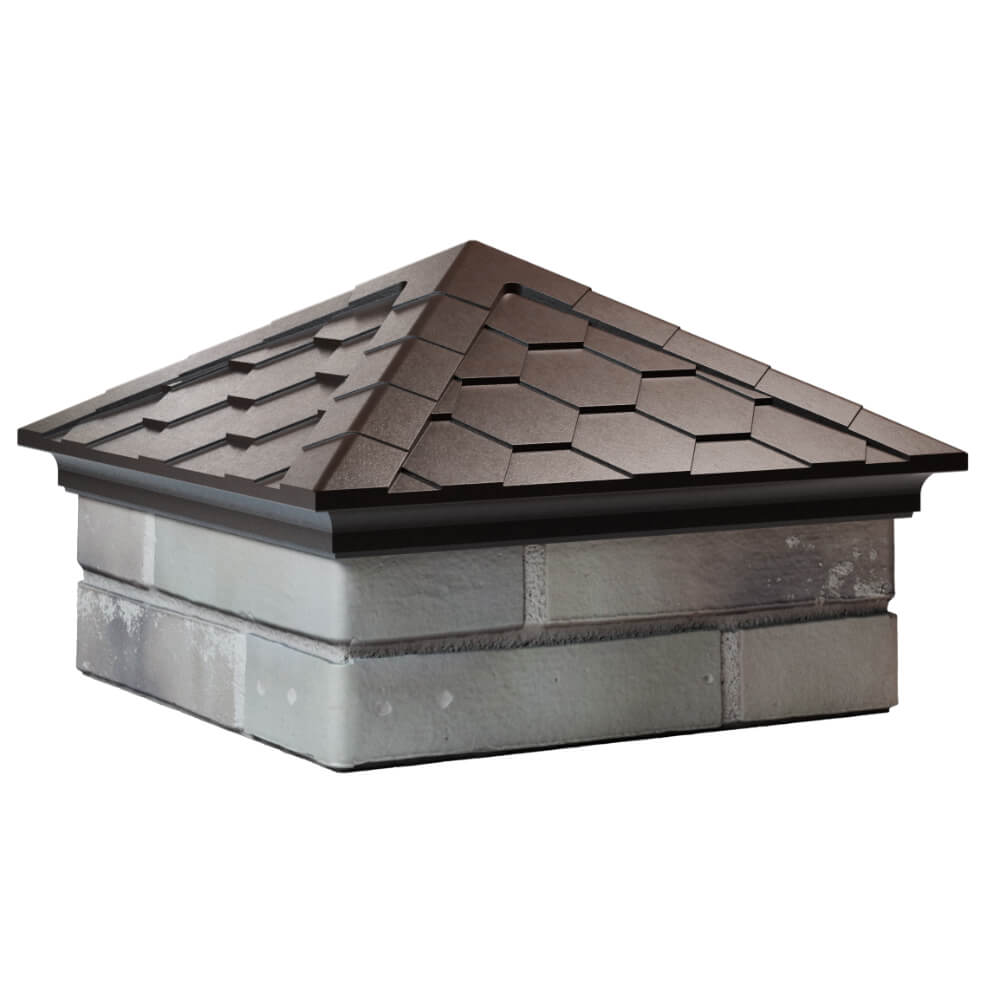 Колпак Zking Эверест Коричневый на столб 1.5х1.5 кирпича (390х390мм) в Аксае фото