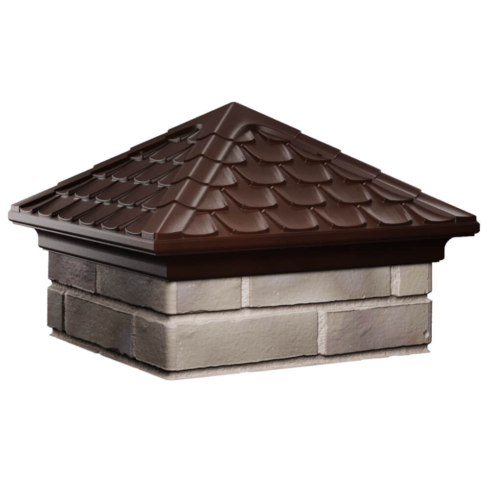Колпак Zking Эльбрус Коричневый на столб 1.5х1.5 кирпича (385х385мм) в Аксае фото