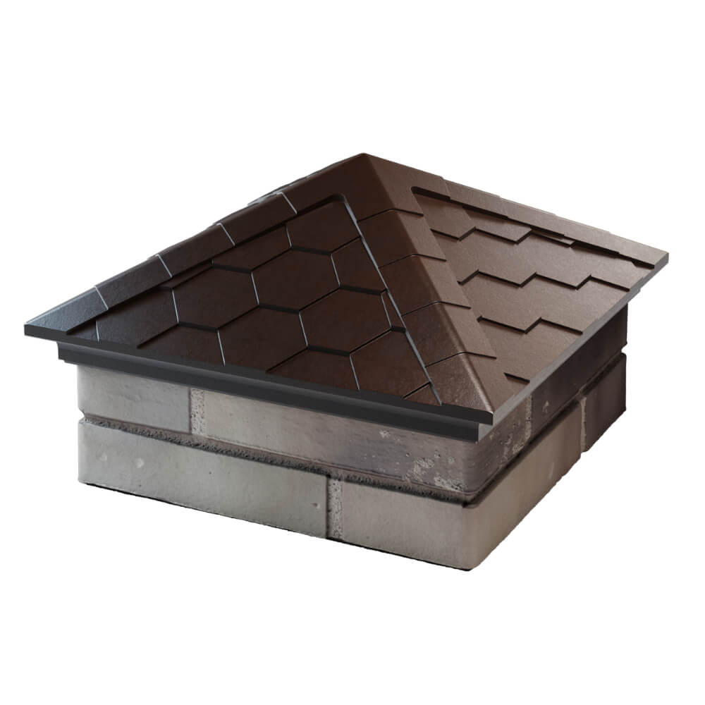 Колпак Zking Эверест Коричневый на столб 1.5х1.5 кирпича (390х390мм) в Аксае фото