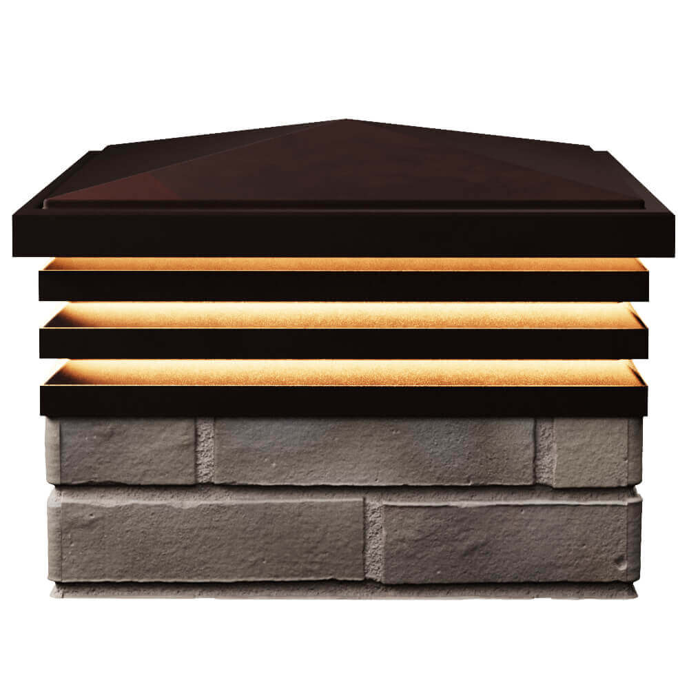 Колпак Zking Бона ХайТек Коричневый на столб 1.5х1.5 кирпича (385х385мм) с подсветкой в Аксае фото